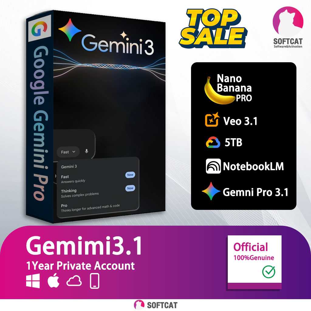 Gemini3.1 Pro 1Year Private Account | Veo3.1| Nano Banana| NotebookLM| Full AI Tools + 5TB Storage